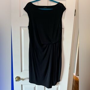 Ann Taylor Black Gathered Waist Dress - L